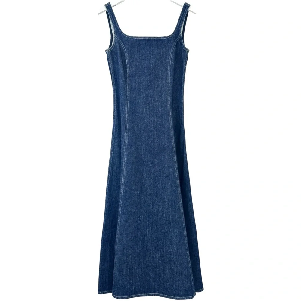 Alexa Chung x Madewell Limited Edition Dark Wash Blue Denim Tank Midi Dress sz 4 - Picture 5 of 13